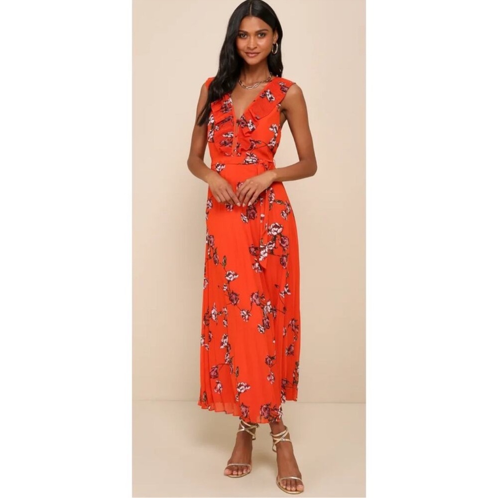 Lulus Floral V-Neck Maxi Dress